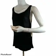Ellie Tahari NWT Dominica Knit Layered Tank Top Size M Black White Lyocell