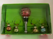 Pier 1 Imports Christmas Ornament Wine Bottle Stopper Set w/ 4 Wine Glass Charms