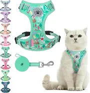 BEAUTYZOO Cat Harness and Leash Set for Walking Escape Proof, Neck Release Adjustable Harnesses for Kitten Puppy Small Medium Large Cats, Soft Cute Easy Control Small Cat Harness for Cats Boy Girls