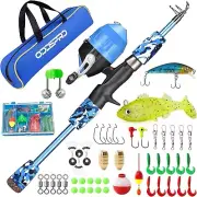Kids Fishing Pole Portable Telescopic Fishing Rod & Reel Combo Kit Tackle Box