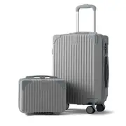 ZUNI 2PCS 20+14" Luggage Suitcase Trolley Set Travel TSA Lock Storage Case Grey