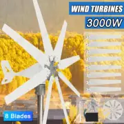 3KW 12~48V 8 Blades Wind Turbine Generator w/ Charge Controller Windmill Power