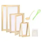 3 Sizes 2 in 1 Wooden Paper Making Screen Mould and Deckle Set with Tools