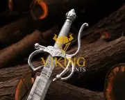 Damascus Steel Marvelous Handmade Medieval zorro Rapier Sword LEATHER SHEATH Gif