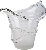 ION TAMAIAN Art Glass Hand Blown Clear/White Vase Fused Glass Romania New