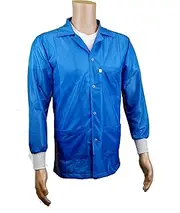 Static Care ESD Jacket,Medium Weight 90% Polyester, 10% Carbon Fabric with Lapel Collar and Knit Cuff, Blue, XXXXXL