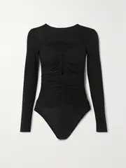 [Wolford] Wolford - + N°21 Bonnie Ruched Cutout Stretch-modal Bodysuit - Black - medium medium Black