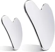 LDUDU Gua Sha Stainless Steel Gua Sha Stone 2 Pack for Jaw Shaping & Swelling Reduction Jawline Trainer Face Massager Face Brush Skin Care Gift