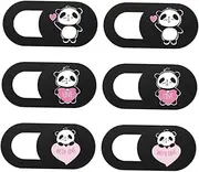 DOITOOL 6Pcs Webcam Cover Slide Adorable Panda Design Peeping Privacy Shield for Desktop Tablet Laptop Easy Installation Sturdy Portable Webcam Slider