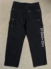 Mens Heron Preston H&M x H2 Black Wide Jeans (32 X 32) Heavy Duty carpenter NEW