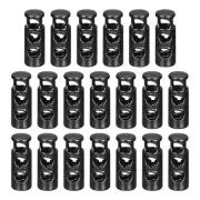 12pcs Double Holes Metal Spring Cord Lock Toggle Stopper, Black Matte