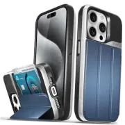vCommute for iPhone 15 Pro Wallet Case, [Military Grade Drop Protection] Blue