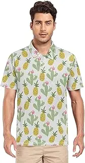 [ZZXXB] Cactus Pineapple Floral Men's Polo Shirts Short Sleeve Quick Dry Athletic Outdoor Sports Golf Shirts S-XXL