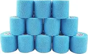 12 Rolls 5cm*4.5m Elastic Bandage Self-Adhesive Wrap Cohesive Bandage Strong Elastic First Aid Tap Professional for Sports,Wrist,Ankle (light blue)