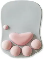 Cat Paw Mouse Pad with Wrist Support Soft Gel Wrist Rest Pad Cute Design - Cushion Comfort Mousepad Computer Mac Laptop Mouse Mat Desk Decor (Grey)