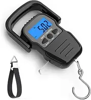 [Epzia] Fish Scale with Backlit LCD Display, Up to 110lb/50kg Digital Portable Hanging Fish Weight Scale with Hook & Measuring Tape for Home, Farm, Outdoor, Hunting, Fishing