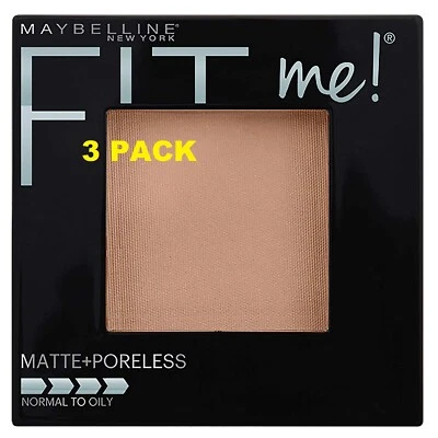 3 PACK Maybelline NY Fit Me Matte + Poreless Powder Makeup True Beige 0.29 Oz