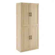 Design Square Caddo 4-Doors Split Tall Cupboard 6-Tier Storage Cabinet Oak