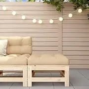 Garden Footstool with Cushion, Solid Wood Pine, Sturdy Frame, for Patio, Balcony, Porch, Outdoors, Comfy Seating Space