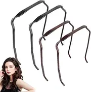 4pcs Square Headband,Fashion Sunglass Headbands,Invisible Hair Hoop,Curly Thick Hair Hairstyle Fixing Tool for women men(Black, Gold, ONE SIZE)