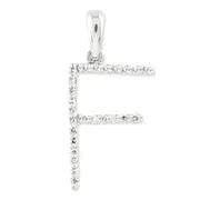 14k White Gold Diamond Initial F Pendant