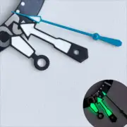 Black Trim White Painted Blue Second Green Lume Watch Hands for NH35/36 Movement