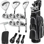 Costway Complete Golf Set, Includes 460cc Alloy Driver, 6#, 7#, 8#, 9# & P Irons, Free Putter, Stand Bag, Perfect Golf Clubs Gift