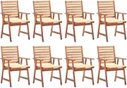 Outdoor Dining Chairs 8 pcs with Cushions Solid Acacia Wood,Outdoor Chairs 64.02KG-3078376