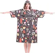 Printed Hooded Poncho Towel Changing Robe, Beach Surfing Swimming Robe, Light Weight Wetsuit Changing Towel Poncho with Hood. (Color : Multi-Colored, Size : One Size)