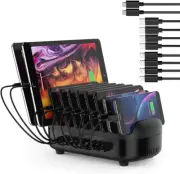 ORICO USB Charging Station Dock 10-Port Fast Charging Dock for Multiple Devic...