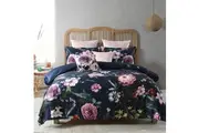 Bianca Zinnia Navy Cotton Sateen Quilt Cover Set Double