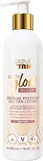 Skinny Tan Moisturiser Gradual Tan Lotion | Body Glow Blush | Hydrating Fake Tan Cream with Peach Scent | Vegan Friendly | (Medium) 280ml