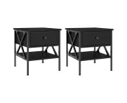 vidaXL Bedside Tables 2 pcs Black 40x42x45 cm Engineered Wood