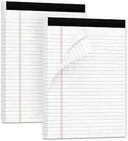 DORFAS Thick Legal Pads 8.5 x 11 Wide Ruled Note Pads White Notepad 80 Sheets per Pads, Perforated Paper Study Back Writing Pads 8-1/2" x 11-3/4" Lined Paper for Home, Office, School, Pack of 2