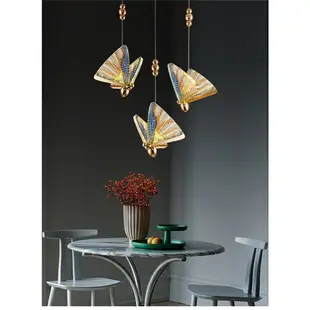 北歐創意現代金色 彩色蝴蝶吊燈 臥室走廊書房客廳床頭燈具