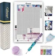 CATEARED 5D DIY Mystery Diamond Art Painting Kit with Resin Pen and Macaron Wax Tool, Rhineston Embroidery Art Craft for Stress Relief (Round Drills, Random Size)