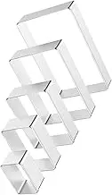 CRILSTYLEO 5pcs Rectangle Cookie Cutter Baking Set Biscuit Mold Stainless Steel Cookie Molds for Baking