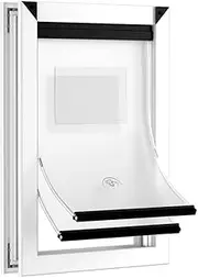 [MAVRICPOWER] Aluminum Medium Dog Door with 2 Magnetic Flaps, 2 Sliding Lock Panels, Adjustable Tunnel, Strong and Rugged