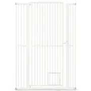 Costway 150cm Extra Tall Pet Gate Dog Fence Galvanized Metal Cat Barrier Security Door w/77-104 cm Wide Opening