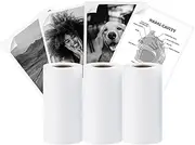 BORN4SHIP 3 Rolls Self-Adhesive Thermal Paper,57x30mm Mini Printer Sticker Paper,Thermal Paper for Study Notes,Photos,Journal,Meno,White
