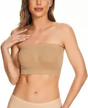 [Generic] Padded Strapless Bandeau Bra Double Removable Strapless Size Padded Bandeau Bra Stretchy Women Top Plus Strapless Tops Women Summer