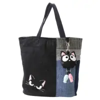 在飛比找momo購物網優惠-【KIRO 貓】小黑貓 拼接 三層 單肩 手提/肩背/外出包