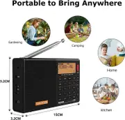 SIHUADON D-808 Portable Digital Radio FM SW MW LW SSB RDS DSP Air Band Radio Alarm Clock Receiver w