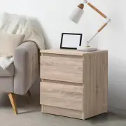 Side Table with 2 Drawers, Bedside Table with Ample Space, End Table Storage Cab