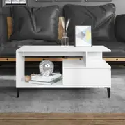 Coffee Table High Gloss White 90x49x45 cm Engineered Wood