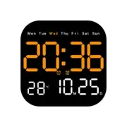 LED Wall Clock With Remote Control Display Temperature Room Desktop Clock