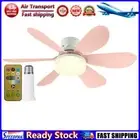 LF# Ceiling Fan LED Lamp E27 Socket Fan Light Remote 52cm (Pink Crystal Shell)
