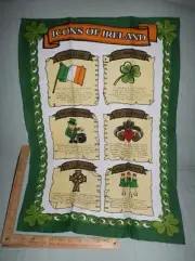 Towel Icons of Ireland Tea Towel Celtic Cross Leprechaun Shamrock Claddagh Dance