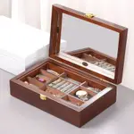 實木首飾盒木質首飾收納盒珠寶手鐲絨布實木手飾收拾盒放氧化
