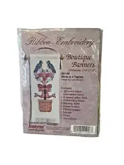 Ribbon Embroidery Craft Kit Boutique Banners "Birds In A Topiary"